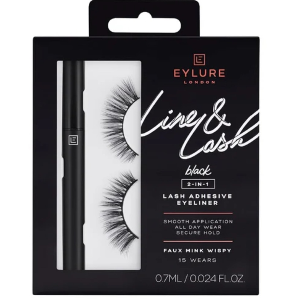 EYLURE LINE AND LASH W/ADHESIVE PEN AND FAUX MINK WISPY LASHES KIT NEW